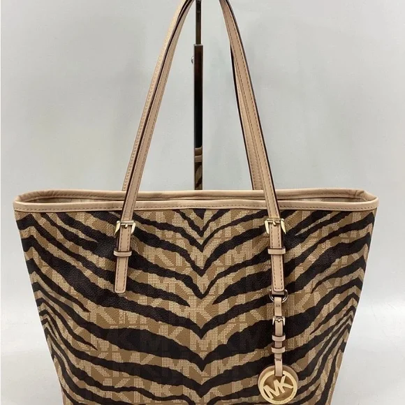 Michael Kors Tan and Brown Zebra Print Tote Bag - Picture 1 of 1